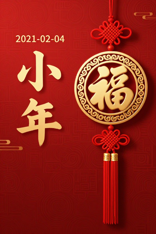 金福垂饰·小年庆典：庄重典雅的中国风节日海报
