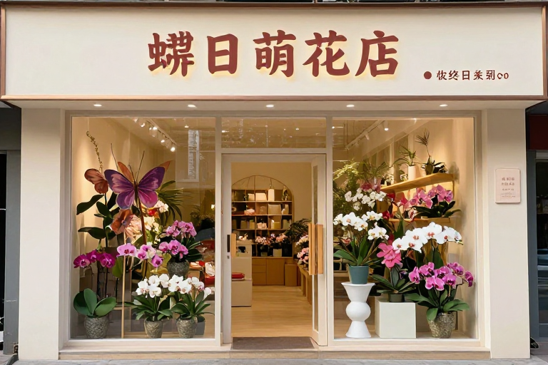 蝴蝶与花朵：梦幻花店艺术插画