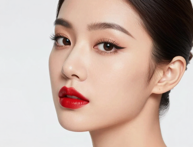 精致妆容特写：冷白皮美妆广告级人像摄影