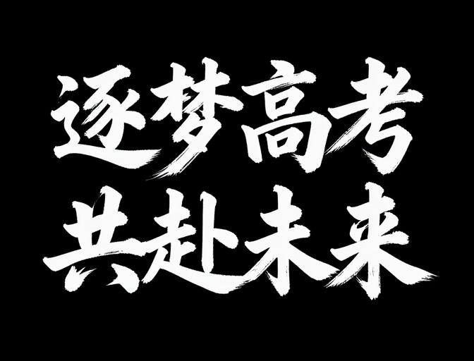 逐梦高考书法作品：黑底白字气势磅礴的激励设计
