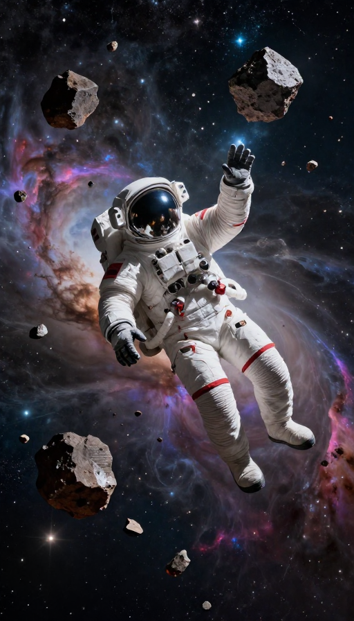 宇航员触碰星云:暗黑科幻高对比度视觉杰作