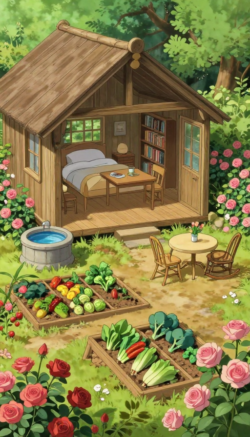 宫崎骏风暖宅：玫瑰花环绕的治愈小木屋