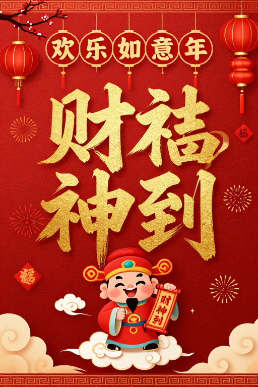 喜庆财神到，新年如意图