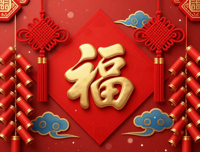 金福祥云庆新春:立体浮雕中国风新年背景插画