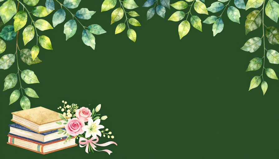 静谧书香：水彩藤蔓花卉装饰插画背景