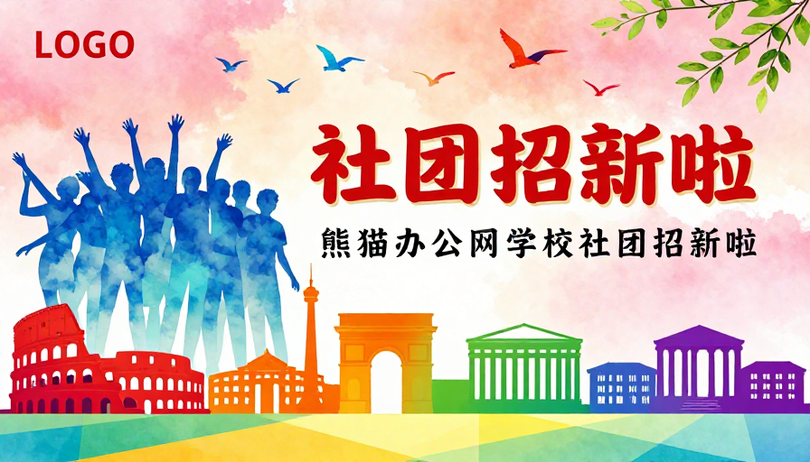 青春活力艺术感社团招新海报