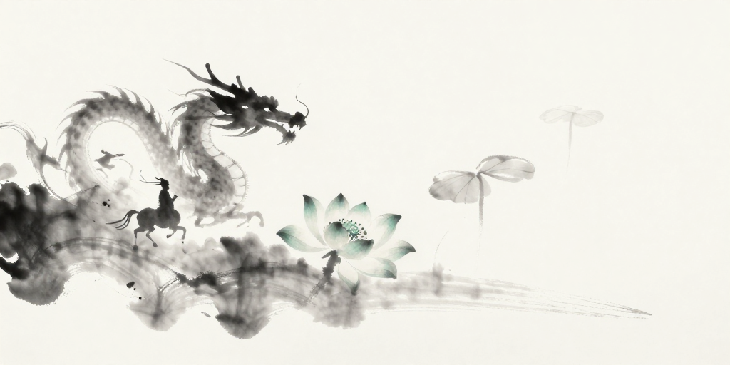 水墨灵动:龙影御风与留白意境的东方美学