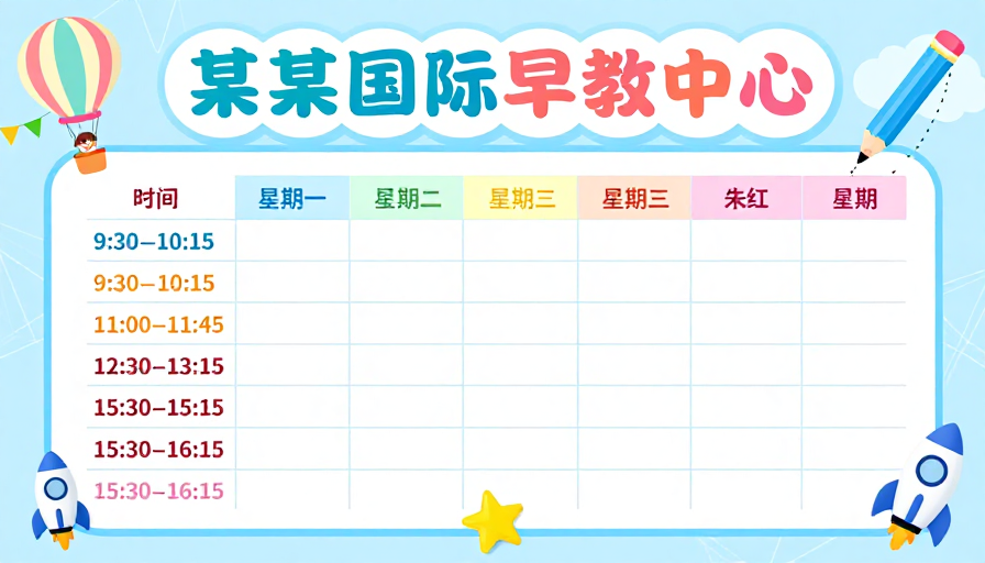 童趣早教课程表 清新活泼设计风