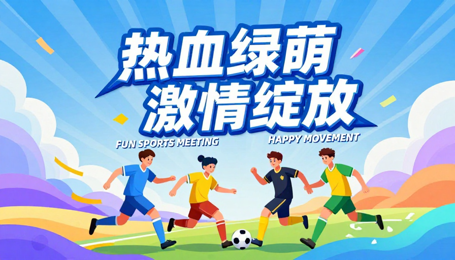 热血绿茵场：青春卡通运动活力海报