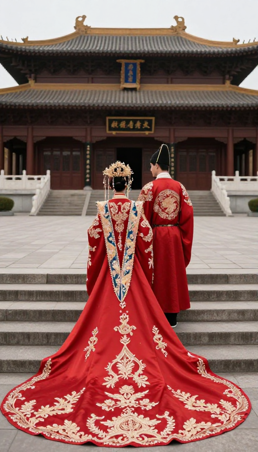 古典婚纱照：古建背景下中式新娘背影