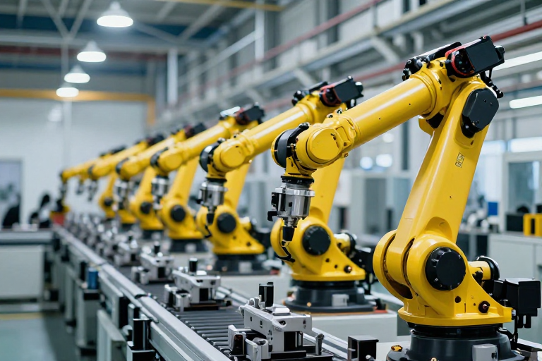 智能工厂实拍：精密机械臂高效作业细节