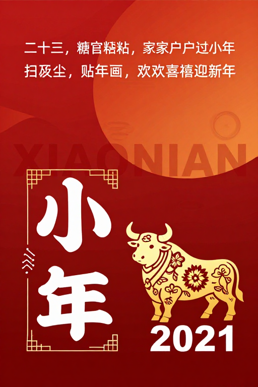 小年喜庆·传统与现代融合的金色牛年海报