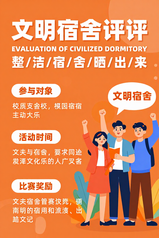 活力青春风文明宿舍评比校园宣传海报