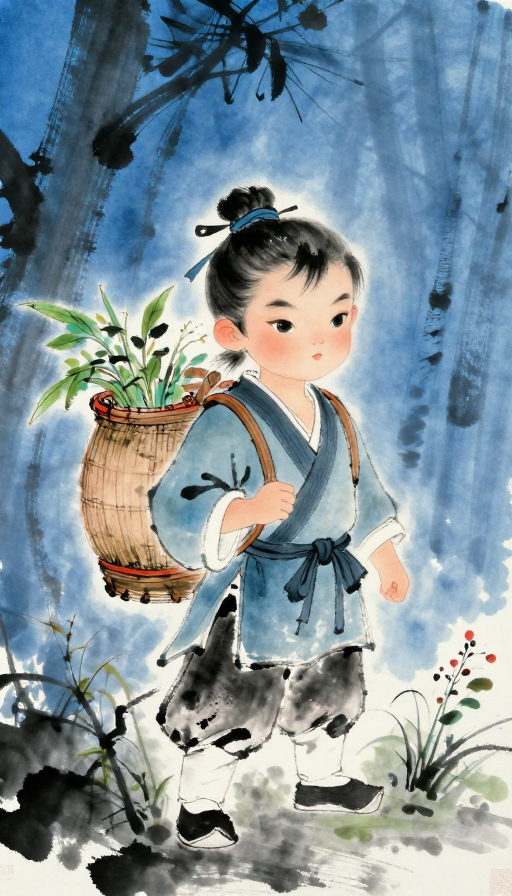 水墨少侠密林采药：东方韵味尽显