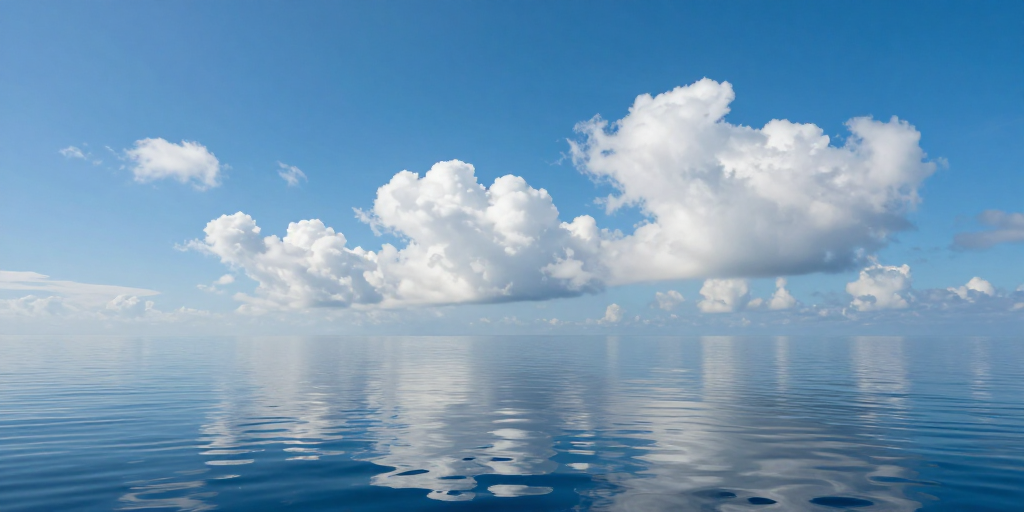 蓝白交融海天画卷:宁静海洋与纯净天空的极致摄影