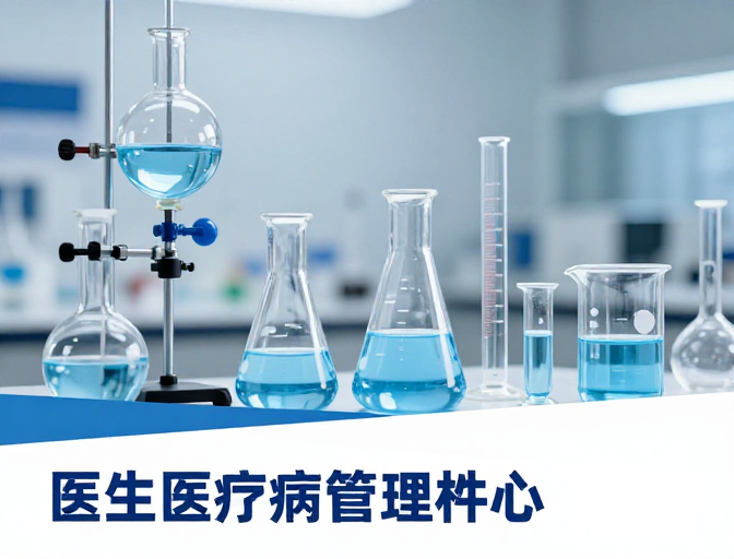 精密玻璃器皿蓝白科技感摄影海报