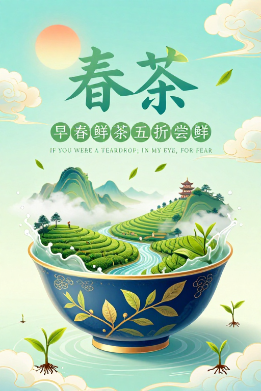 青瓷盛春茶 梦幻新国风海报