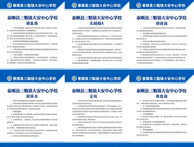 泰顺县三魁镇大安中心学校制度规范蓝白科技海报