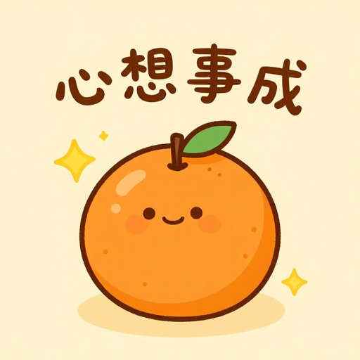 温暖橙色卡通橙子‘心想事成’简约设计图