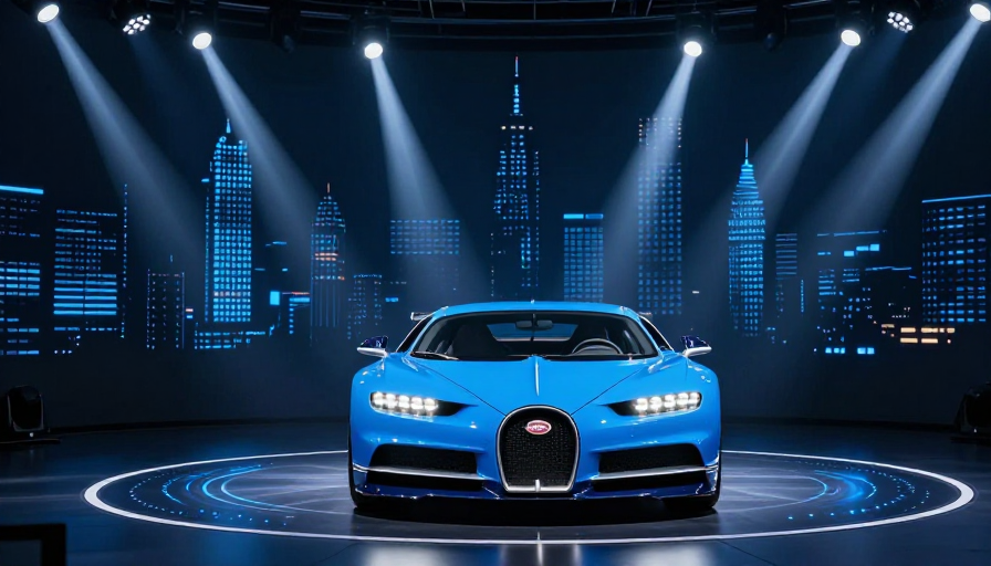 赛博朋克布加迪:未来科技舞台光影展示