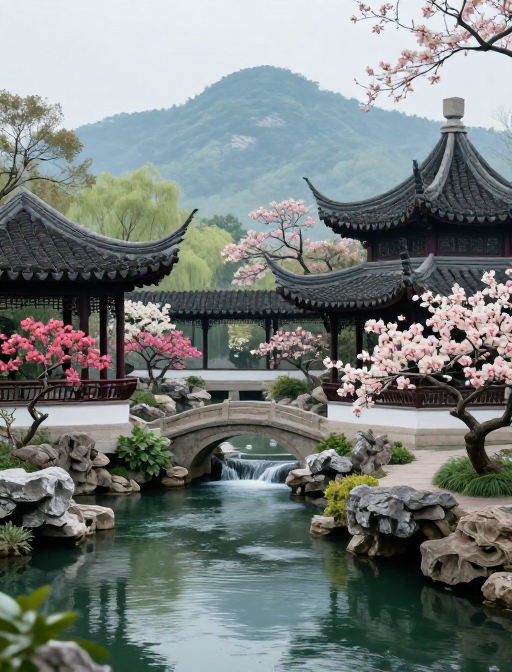 中国风绝美园林山水画卷