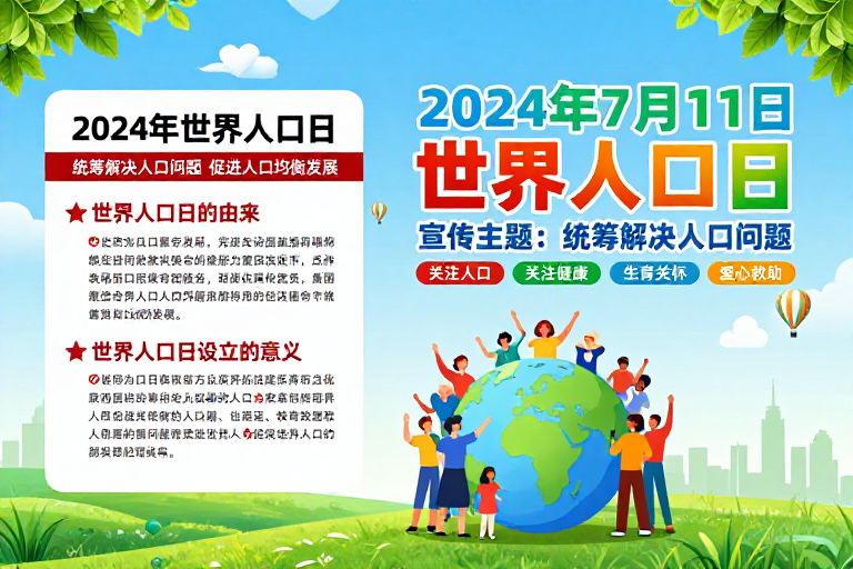 2024世界人口日：清新现代公益海报传递全球关怀