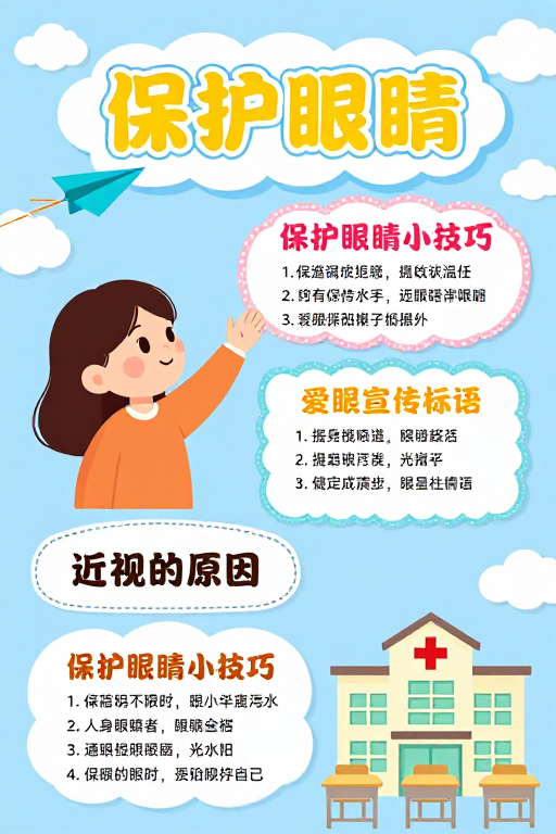 童趣守护光明：儿童护眼健康宣传海报