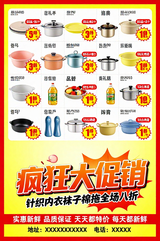活力四射：超市大促热烈海报