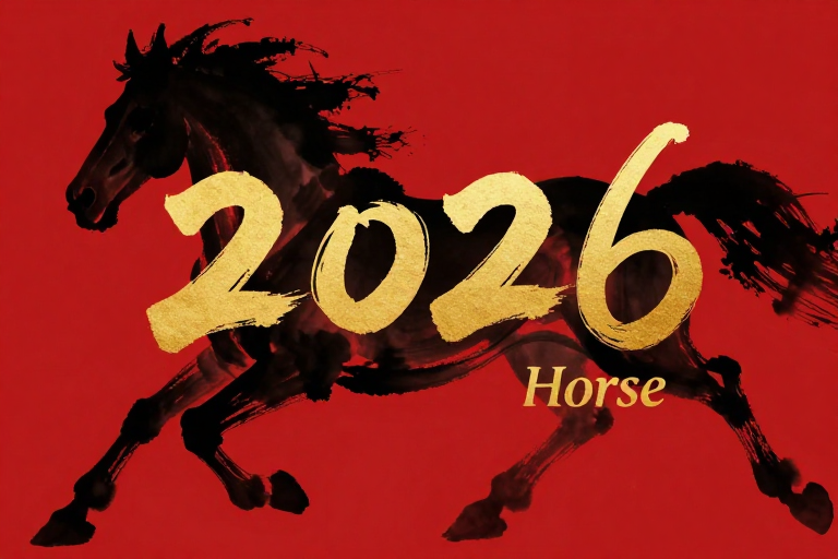墨韵奔马：2026新年水墨艺术海报
