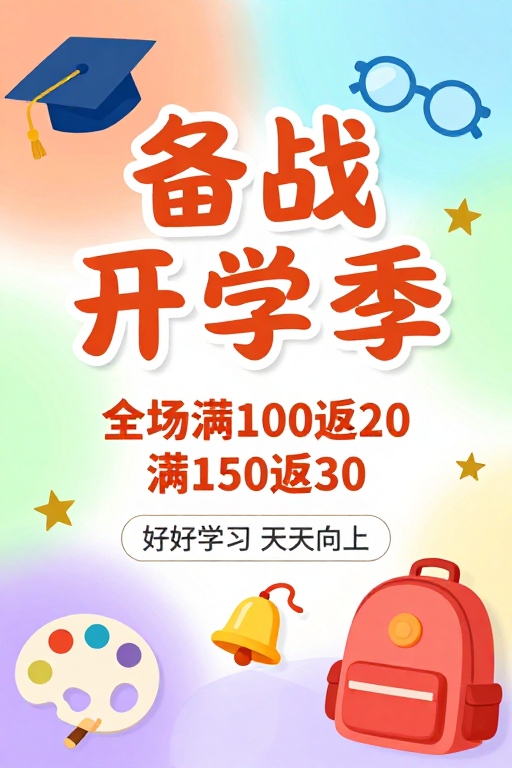 开学季活力促销：满额返现 童趣校园风