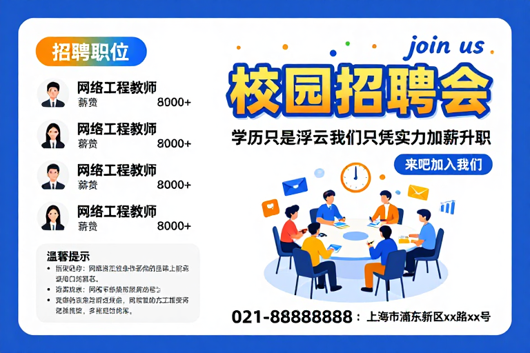 青春启航·实力见证|校园招聘会活力海报
