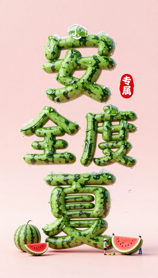 创意西瓜字体'安全度夏'夏日清凉艺术设计
