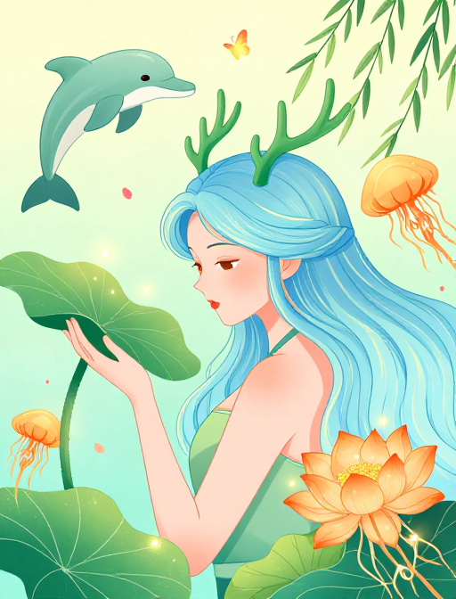 奇幻国潮之美:春日生机女性插画海报