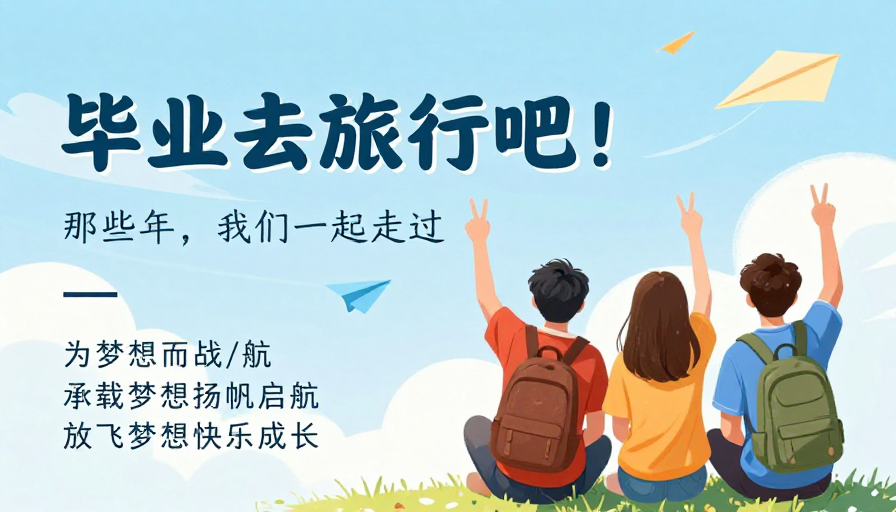 青春启航·毕业去旅行插画海报