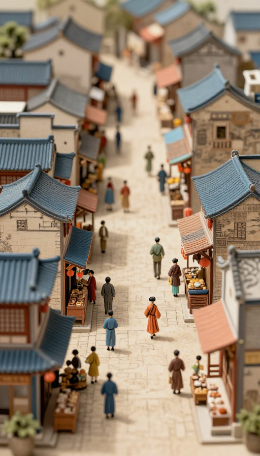 立体水墨《清明上河图》微观商铺街景
