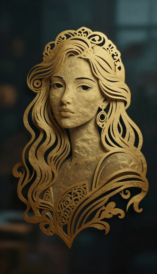 金韵纸雕女子肖像:梦幻超现实艺术杰作