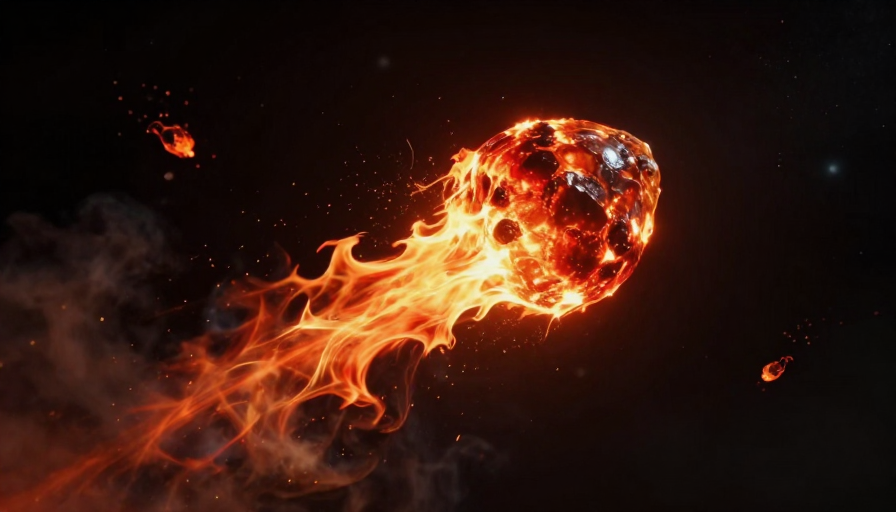 炽烈流星撞击：深邃宇宙中的高能燃烧