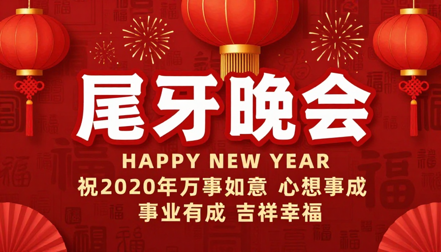 红色喜庆中国风新年尾牙晚会海报设计