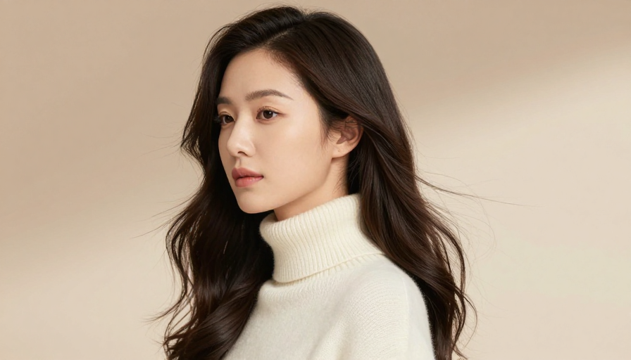 亚洲女性侧颜特写：柔光暖调时尚人像摄影