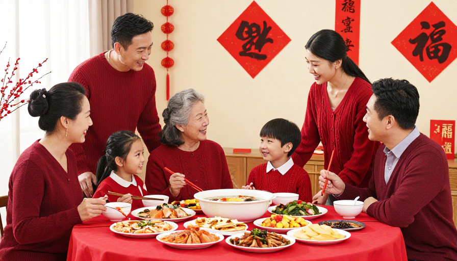 温馨年夜饭 全家福喜庆团圆时刻