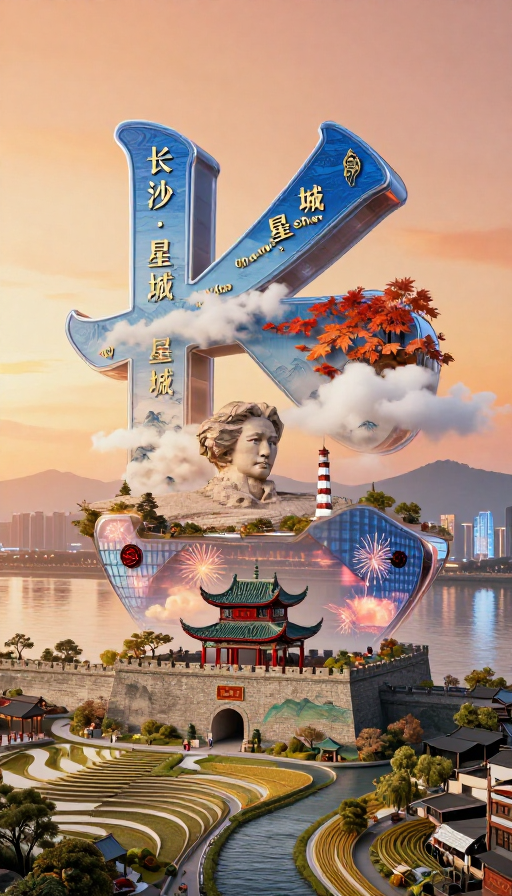 长沙魔幻夜景：山水洲城的时空交响