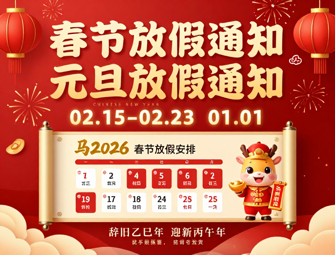 喜庆中国风春节元旦放假通知海报
