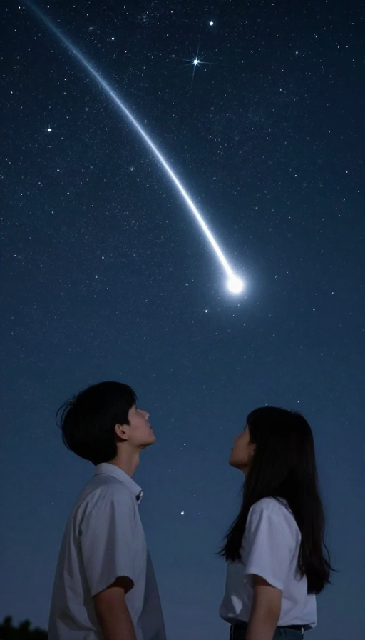 浩瀚星空下的青春仰望:流星银光中的真实瞬间