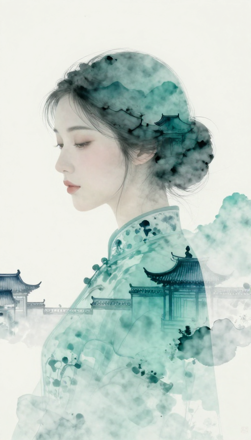 新中式水墨:古典美人与山水意境交融