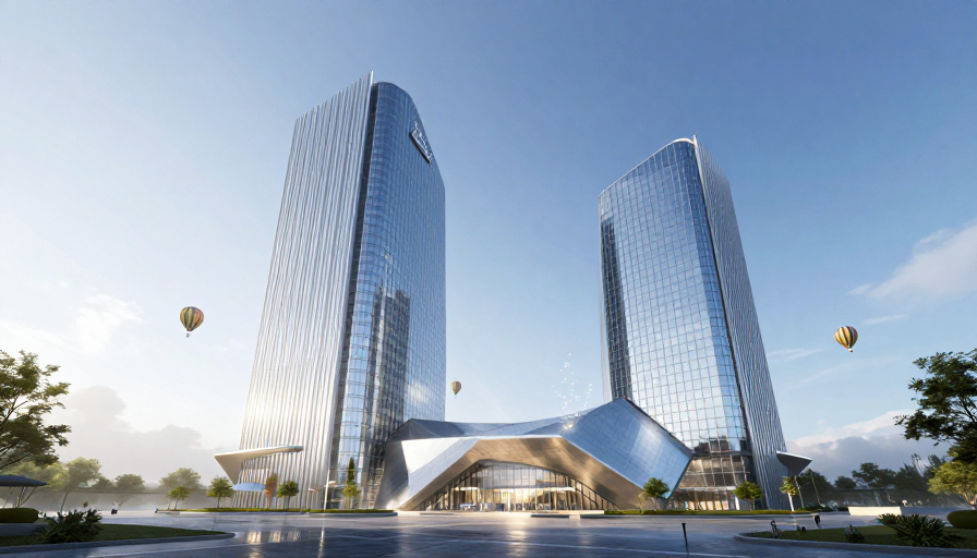 未来都市:晨曦中的悬浮建筑与几何奇观
