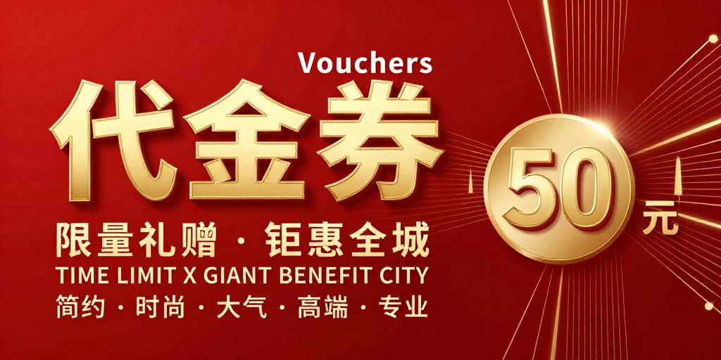 金色代金券海报：高端商务促销设计
