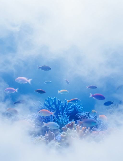 梦幻深海:超现实荧光鱼的云端漫步