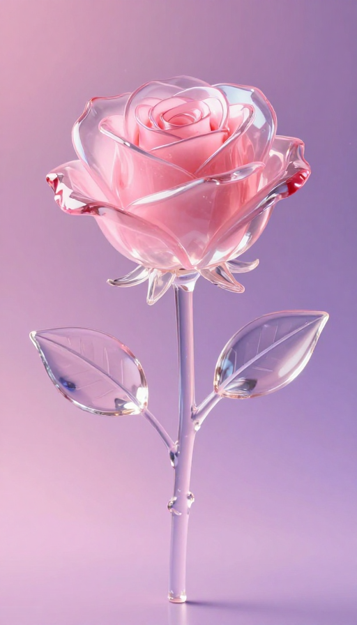 粉玫瑰玻璃质感绽放:浪漫光影摄影作品