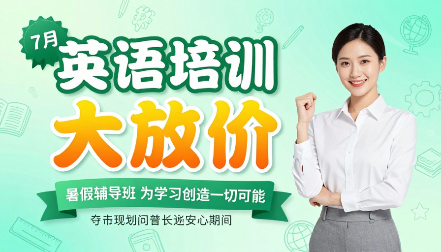 英语培训夏日促销：清新活力学习新启航