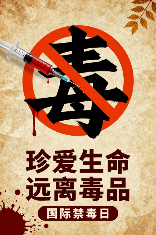 血染毒字：复古警示与现代公益海报
